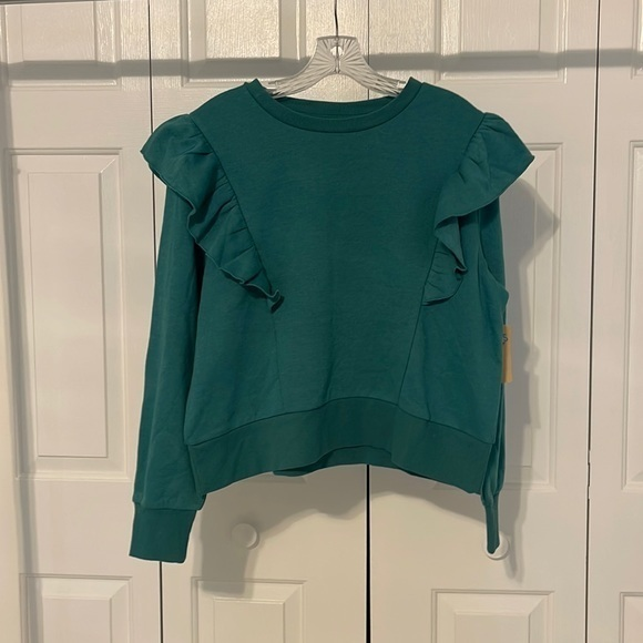 There Abouts Tops - There Abouts Womens Sweatshirt with Ruffle detail Green Size‎ 3XL